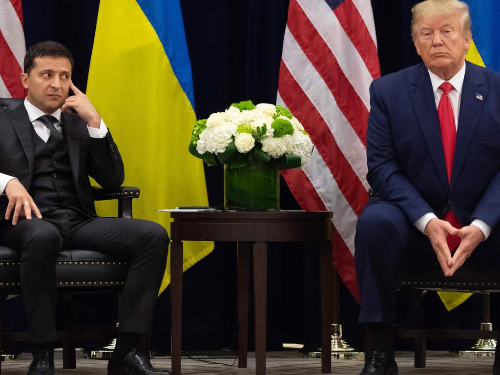 US President Donald Trump and Ukrainian President Volodymyr Zelensky during a meeting in New York on September 25, 2019. Pic: AFP