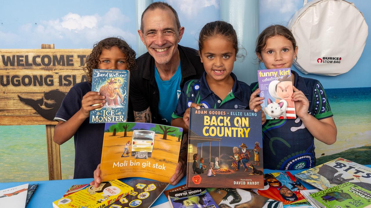 The Indigenous Literacy Foundation launched the 2024 Great Book Swap at Sea Life Sydney Aquarium on Tuesday, with the help of mega-selling children's author and ILF Lifetime Ambassador Andy Griffiths and First Nations students from five Sydney schools. Picture: Joseph Mayers/ILF/supplied