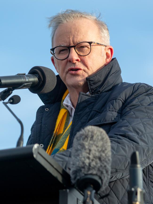 Australian Prime Minister Anthony Albanese at the opening of the Bridgewater Bridge on Sunday 1st June 2025. Picture: Linda Higginson