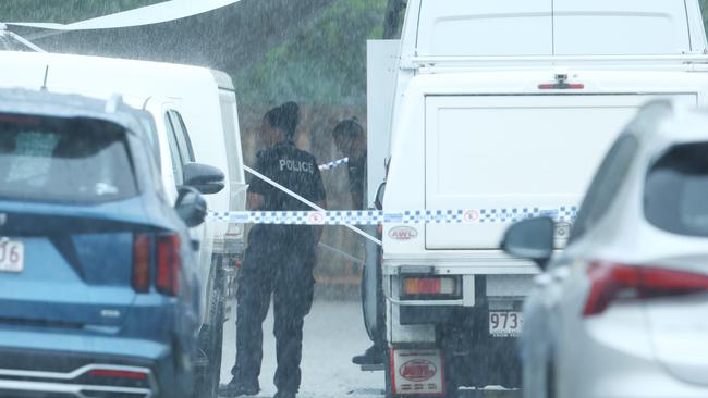 Police on scene Sunday. Picture Lachie Millard