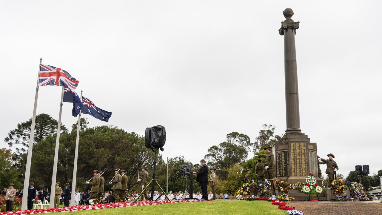 Anzac Day morning march and service, Monday, April 25, 2022. Picture: Kevin Farmer