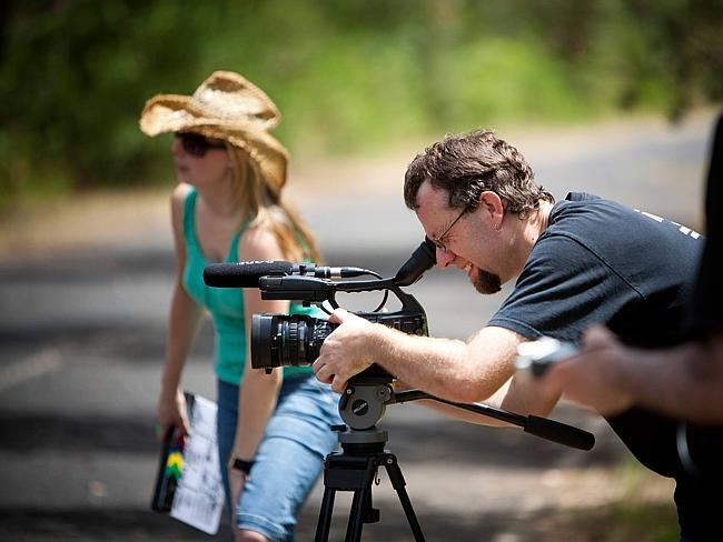 Christopher Halling filming his Jenny Dixon Beach movie.