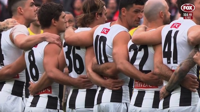 Collingwood great's X-rated comment during the AFL's Anzac Day ceremony at the MCG
