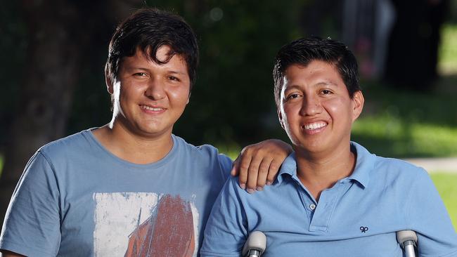 Bryan and Richard Ramirez after the accident that left Richard with serious injuries. Picture: Liam Kidston