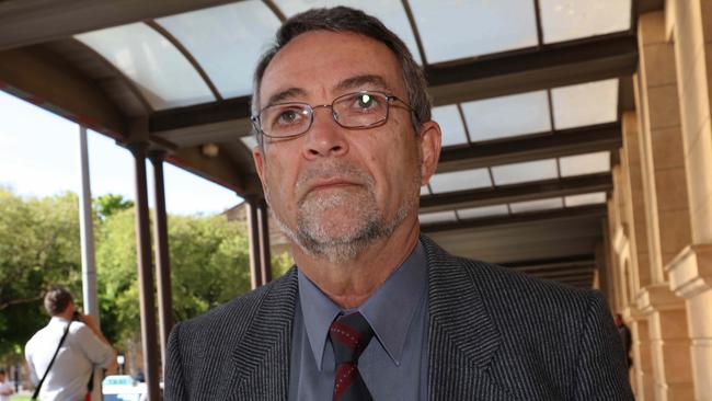 Christopher Stain, a former teacher who worked at numerous schools, leaves the Adelaide District Court after hearing sentencing submissions for sexually abusing a student. NCA NewsWire / Emma Brasier
