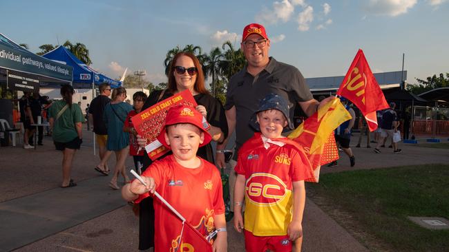 Mollenhof Family at the 2024 AFL match between Gold Coast Suns and North Melbourne at TIO Stadium. Picture: Pema Tamang Pakhrin