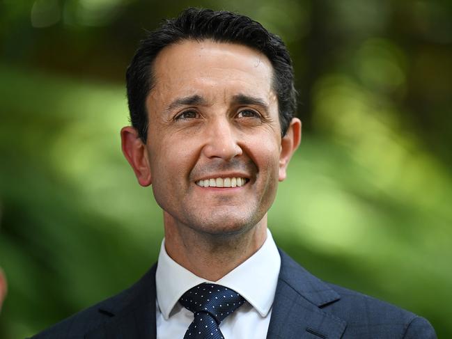 27/10/2024:  New QLD Premier and LNP leader, David Crisafulli, holds his first press conference as Premier, with deputy leader Jarrod Bleijie , at the State Parliament building on the Speakers Green, Brisbane. pic: Lyndon Mechielsen / The Australian