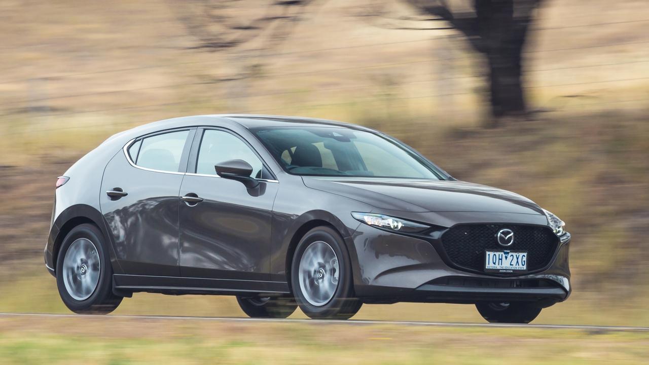 Photo of the Mazda3 at 2019 Car of the Year testing. Picture: Thomas Wielecki.