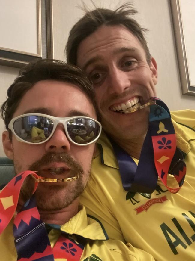 Australian cricketer Travis Head celebrates their World Cup win. Picture: instagram @travishead34