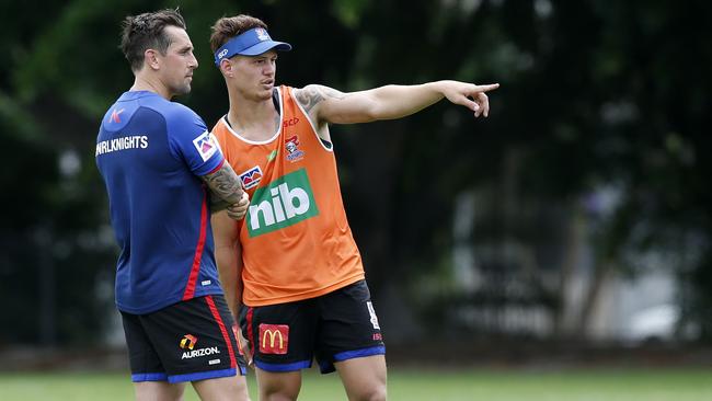 Mitchell Pearce likes what he’s seen from fellow Knights recruit Kalyn Ponga.