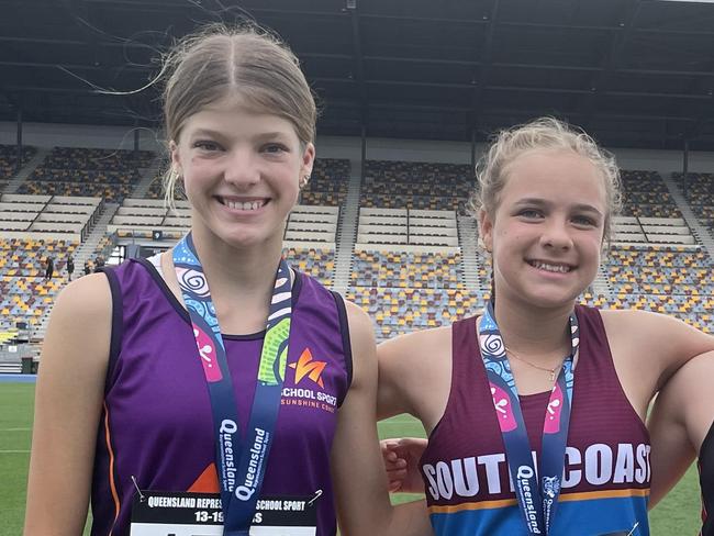 Jaida Burgoyne, middle, flanked by Jade McCoombes, right, and second placed Makayla Elcoate.