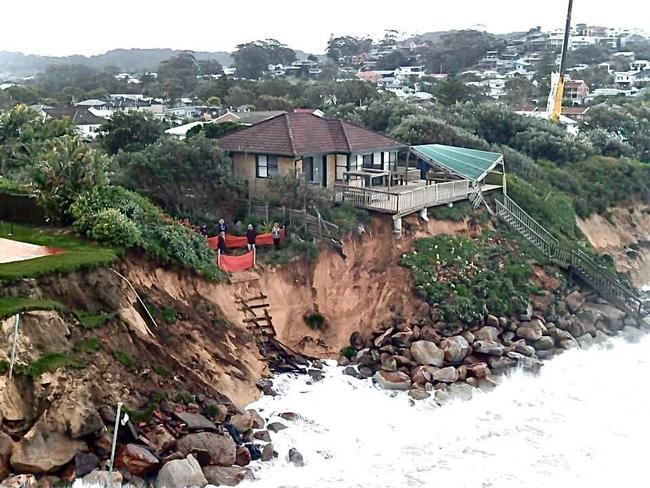 Up to a dozen home are under threat of erosion after huge seas have battered Wamberal Beach. Picture: Facebook