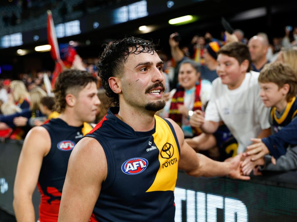 Izak Rankine was electric in the midfield for the Crows on the weekend. Picture: Dylan Burns/AFL Photos via Getty Images.