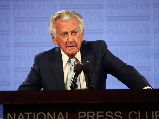 Bob Hawke has launched a blistering attack on Malcolm Turnbull’s $122 million gay marriage postal survey. Picture: Gary Ramage