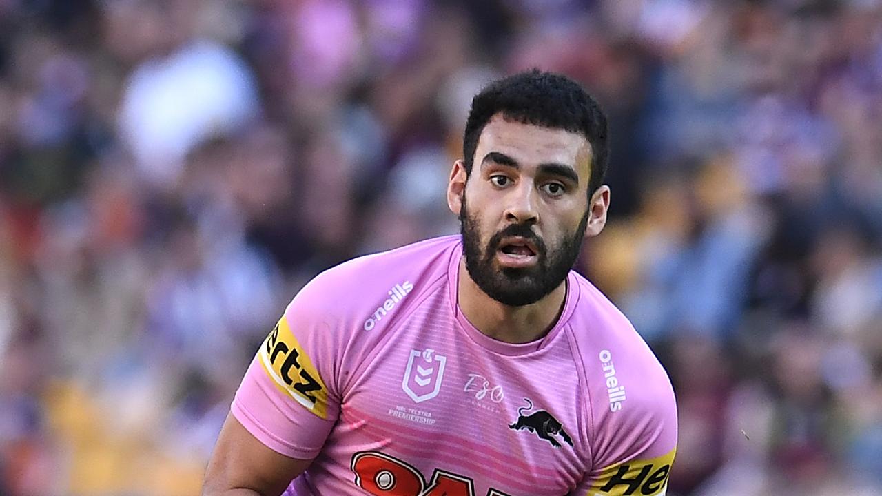 BRISBANE, AUSTRALIA - JULY 18: Tyrone May of the Panthers in action during the round 18 NRL match between the New Zealand Warriors and the Penrith Panthers at Suncorp Stadium, on July 18, 2021, in Brisbane, Australia. (Photo by Albert Perez/Getty Images)