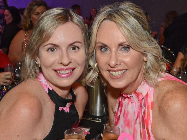 Steph Zielke and Cazz Thomas at Pink Ribbon Gala Ball at Southport Sharks, Parkwood. Pic: Regina King (copyright restrictions apply 07 55322193). "FEES APPLY, ONE TIME USE, NO ON-SELL OR ON-PASS". Pic for The Inside Word GC Bulletin ONE TIME USE ONLY. Please call for permission to use.