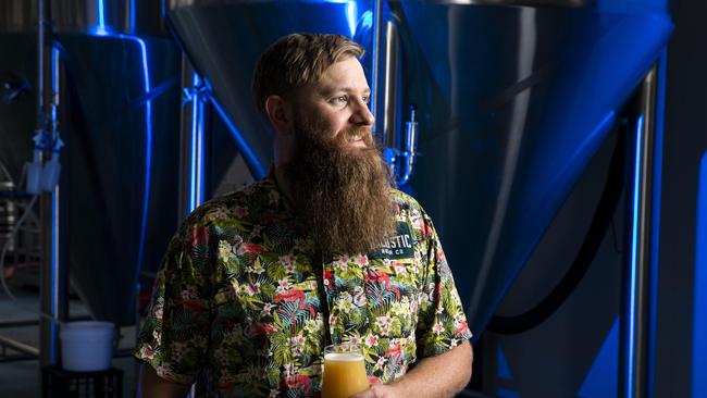 Head brewer Lachy Crothers at Ballistic Beer Co in Salisbury. Picture: AAP/Richard Walker