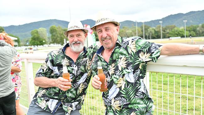 Tasmanian Brothers-in-law Reg Horton and Hanss Hilfenhaus at the Cairns Cup on Saturday. Photo by Emily Barker