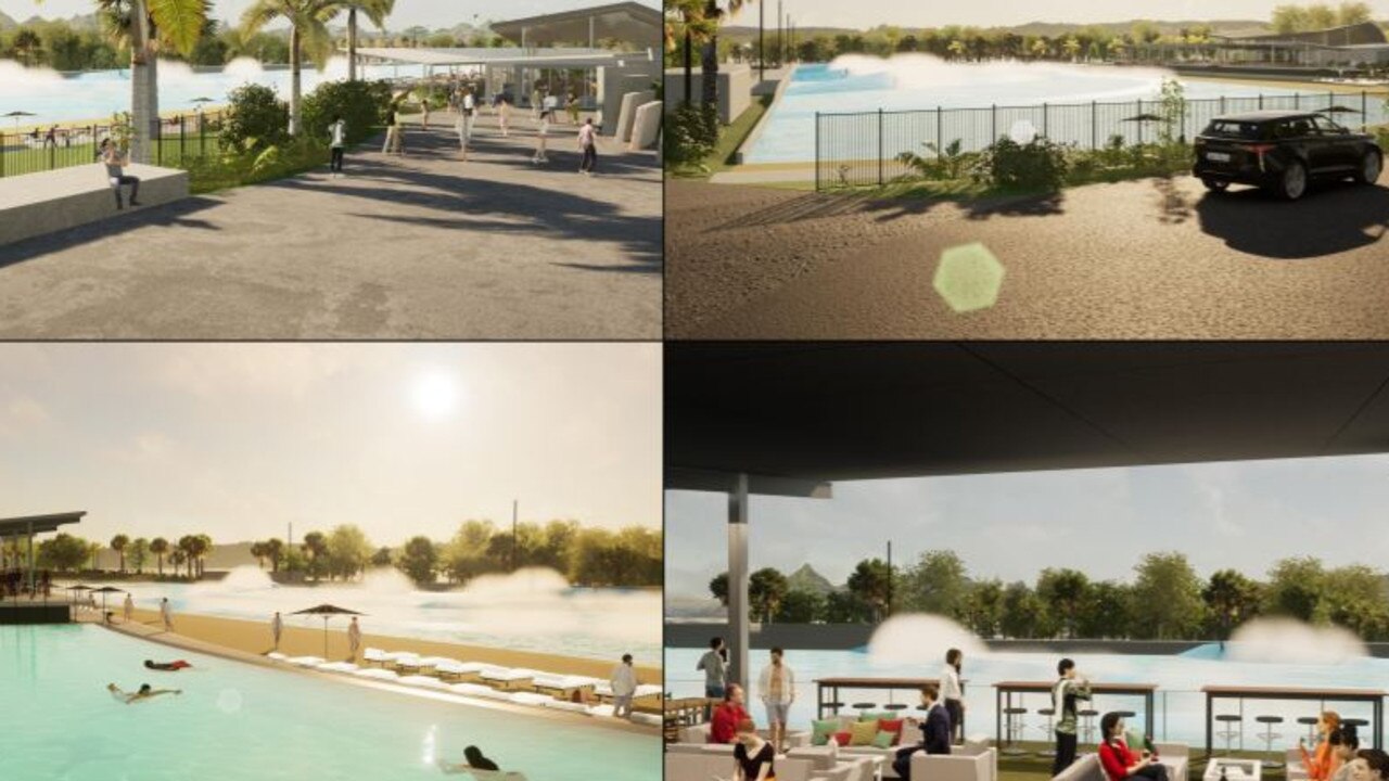 A surf park with American Wave Machine's technology has been proposed for the Moby Vic service station at Glass House Mountains.