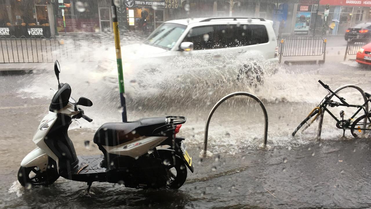 Flooding on Bridge Rd, Richmond. Picture: Paul Kleynjans