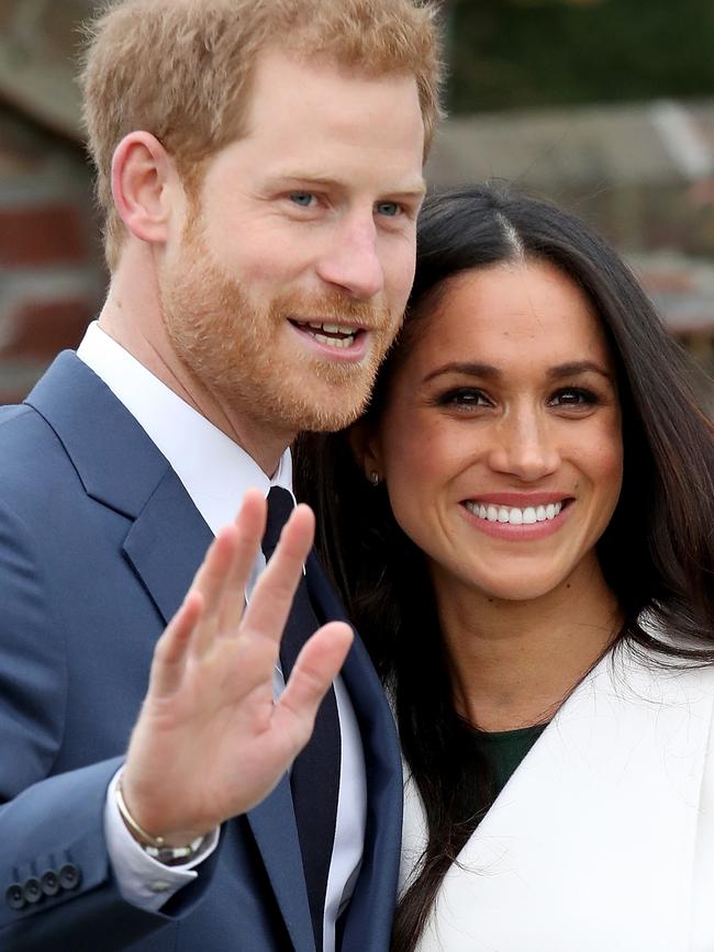 Prince Harry and Meghan Markle at their engagement announcement.