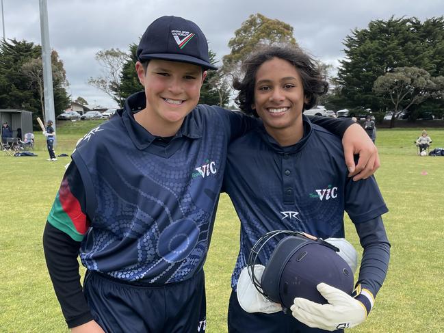 Victoria White players Dhanush Dahiya and Nevon Eshwara. Dahiya was a star in one of the matches against South Australia. Picture: Shane Jones.