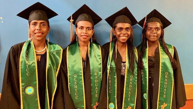 A cohort of students from Our Lady Of The Sacred Heart Thamarrurr School in Wadeye have become the first to graduate since 2007. Picture: Supplied