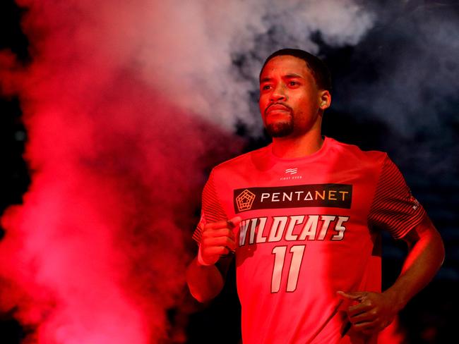 Bryce Cotton of the Wildcats enters the court before  Game 2 of the NBL Finals match between the Perth Wildcats and Sydney Kings at Perth Arena in Perth, Friday, March 13, 2020. (AAP Image/Richard Wainwright) NO ARCHIVING, EDITORIAL USE ONLY