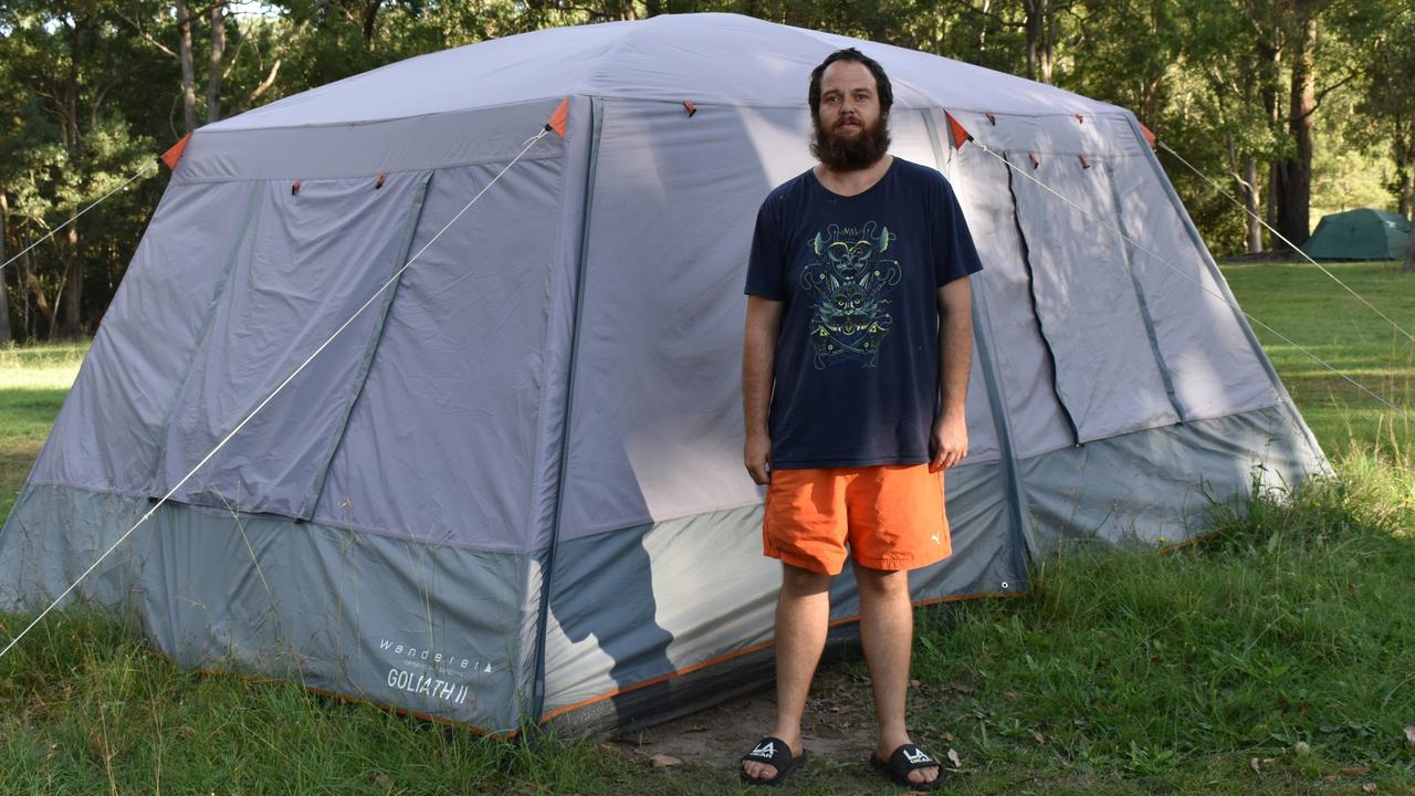 Jackson Cochrane was living in a tent on Gympie’s Southside after being unable to find a rental property in the region. Photo: Jorina Maureschat