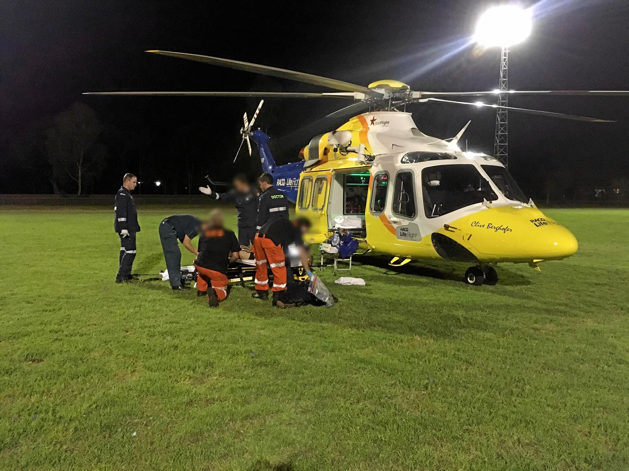 Scenes from the motorcycle accident on November 22. Picture: Courtesy RACQ LifeFlight Rescue.