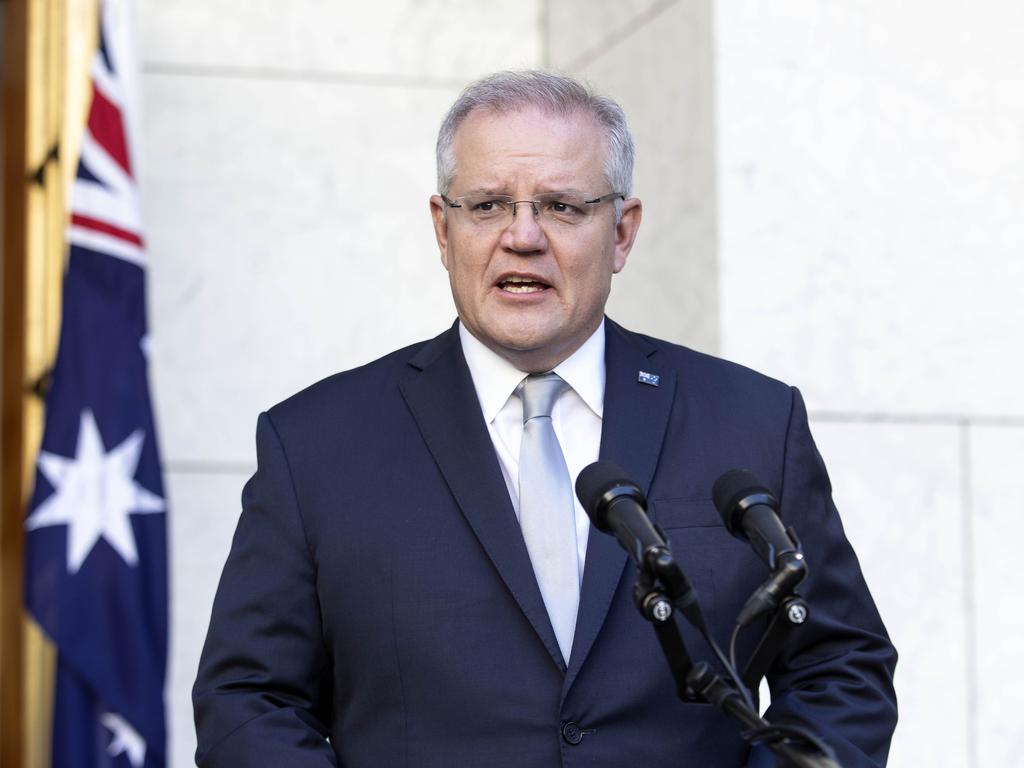 Prime Minister Scott Morrison made a series of major announcements in the war on coronavirus. Picture: Gary Ramage