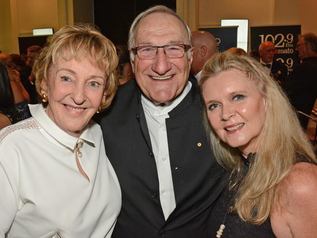 Betty and Mick Veivers with Nicki Lawson at Gold Coast Sports Awards dinner at QT Resort, Surfers Paradise. Picture: Regina King