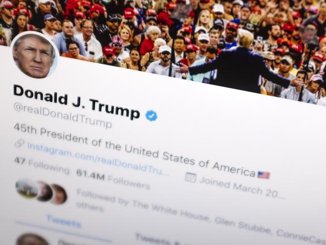 President Donald Trump's Twitter feed is photographed on an Apple iPad in New York, Thursday, June 27, 2019. Trumpâ€™s next tweet might come with a warning label. Starting Thursday tweets that Twitter deems in the public interest, but which violate the serviceâ€™s rules, will be obscured by a warning explaining the violation. Users will have to tap through the warning to see the underlying message. (AP Photo/J. David Ake)