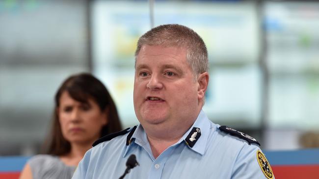 VIC SES chief executive Tim Wiebusch, speaks at the State Control Centre, East Melbourne. Picture: NCA NewsWire / Nicki Connolly