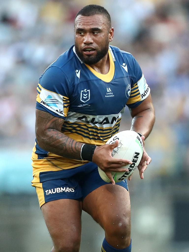 Parramatta’s Junior Paulo is in the box seat to be named in the Blues front-row. Picture: Mark Metcalfe/Getty Images