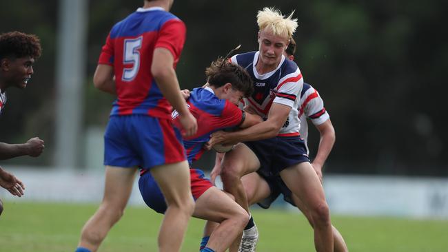 Action from the Knights v Roosters clash. Picture: Sue Graham