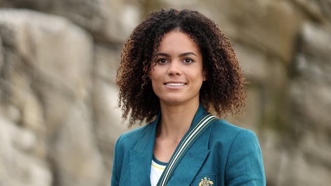 SYDNEY, AUSTRALIA - APRIL 17:  Australian athlete Torrie Lewis poses during the Australian 2024 Paris Olympic Games Official Uniform Launch at Clovelly Surf Club on April 17, 2024 in Sydney, Australia. (Photo by Matt King/Getty Images)