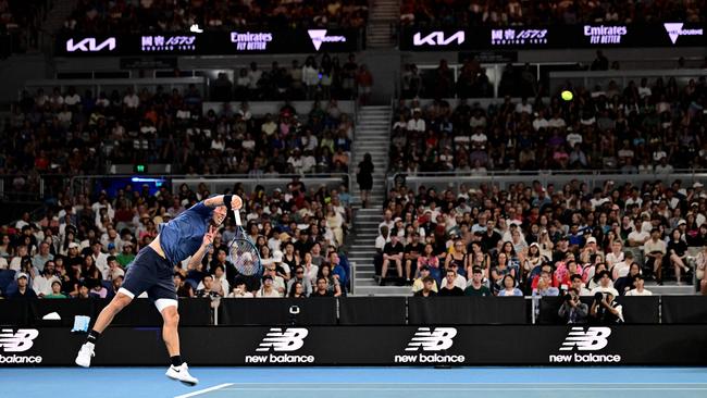 John Cain Arena was packed as Kei Nishikori took to the court. (Photo by Yuichi YAMAZAKI / AFP)