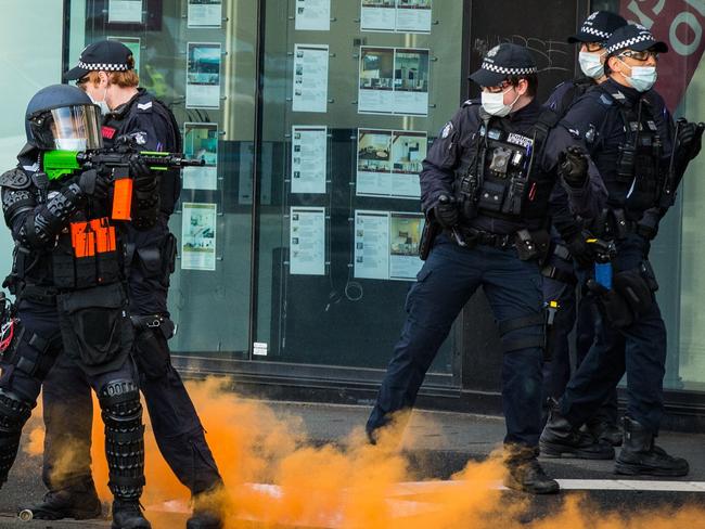 Police at the scene on Monday. Picture: Getty