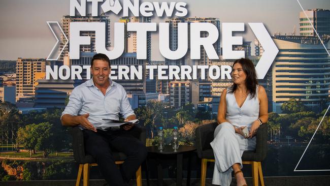 Matt Cunningham and Lucinda Hartley at the NT News Futures Northern Territory forum 2024. Picture: Pema Tamang Pakhrin