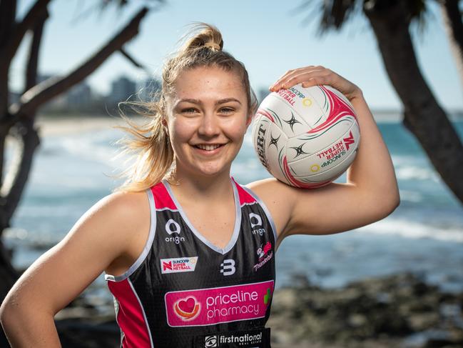 Thunderbirds netballer Georgie Horjus at Alexandra Headlands. Picture: Brad Fleet