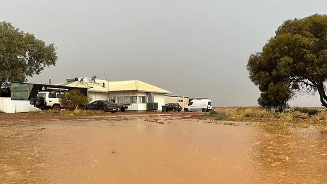 William Creek, where roads become invisible during the downpour. Picture: William Creek Hotel