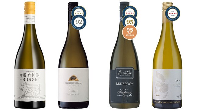 Our four chardonnays from Corryton Burge, Mountadam, Evans &amp; Tate and Willow Bridge.