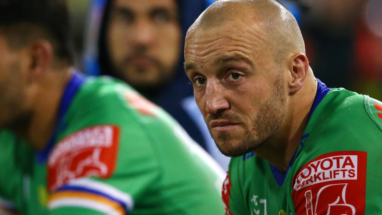 Josh Hodgson of the Raiders looks on during their loss to Parramatta