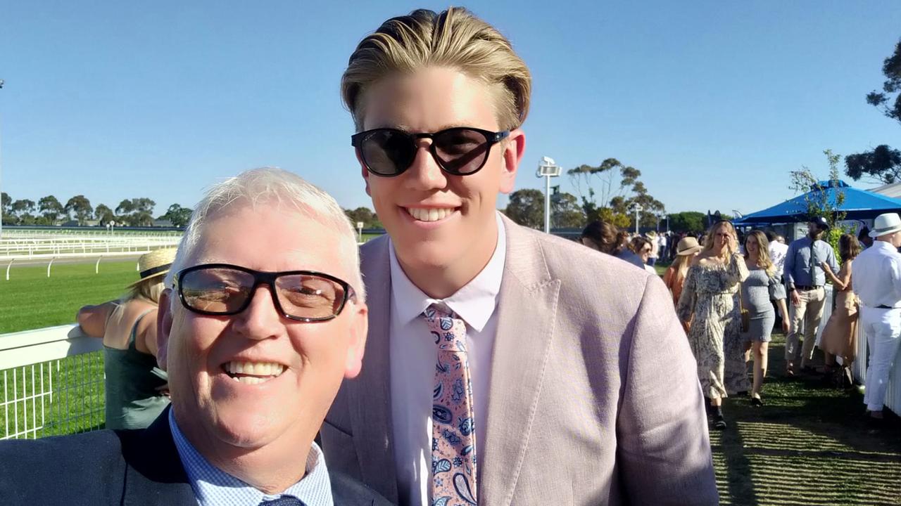 Geoff Davie with Cats ruckman Rhys Stanley. Picture: Facebook