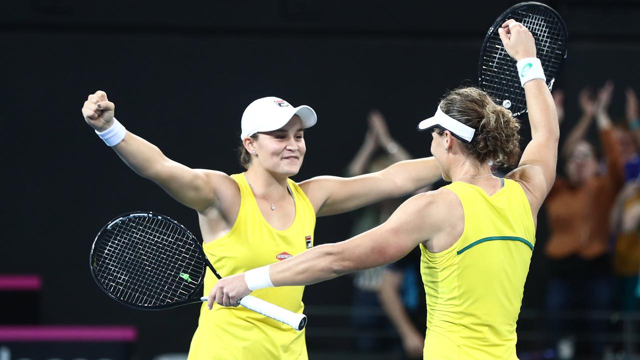 Sam Stosur (right) and Ash Barty are Australia’s best women’s players in the past four decades. Picture: Getty Images