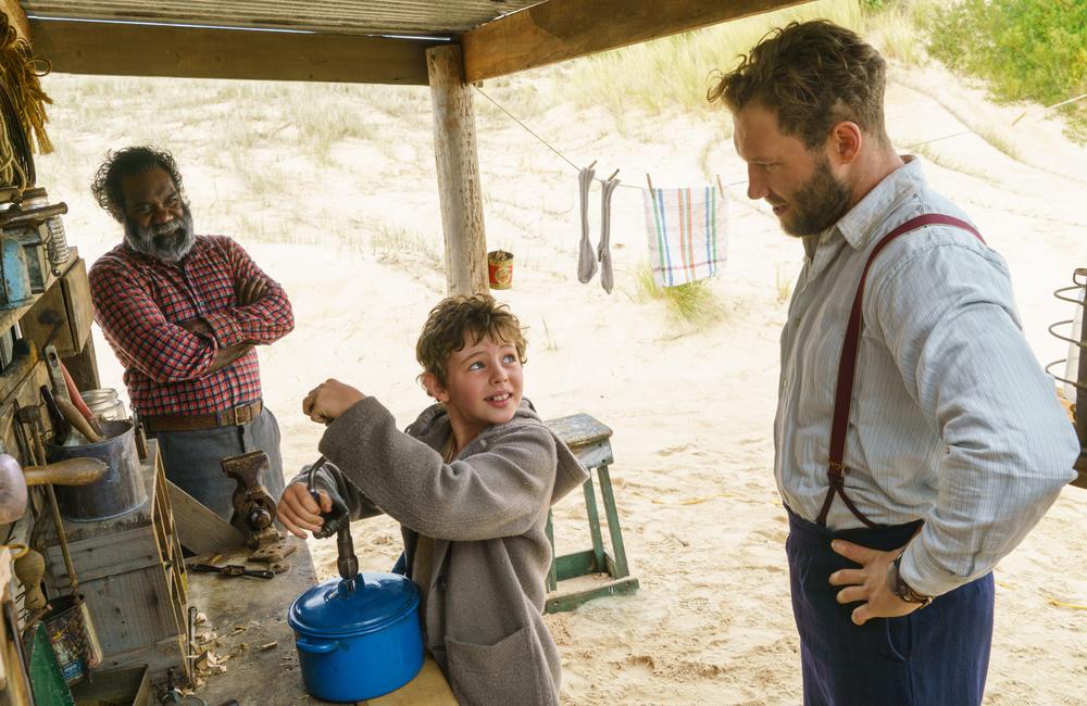 SA WEEKEND ONLY. Scenes from the movies Storm Boy. Trevor Jamieson who plays Fingerbone Bill, with Finn Little who plays Mike Kingley (Storm Boy), and xxxx