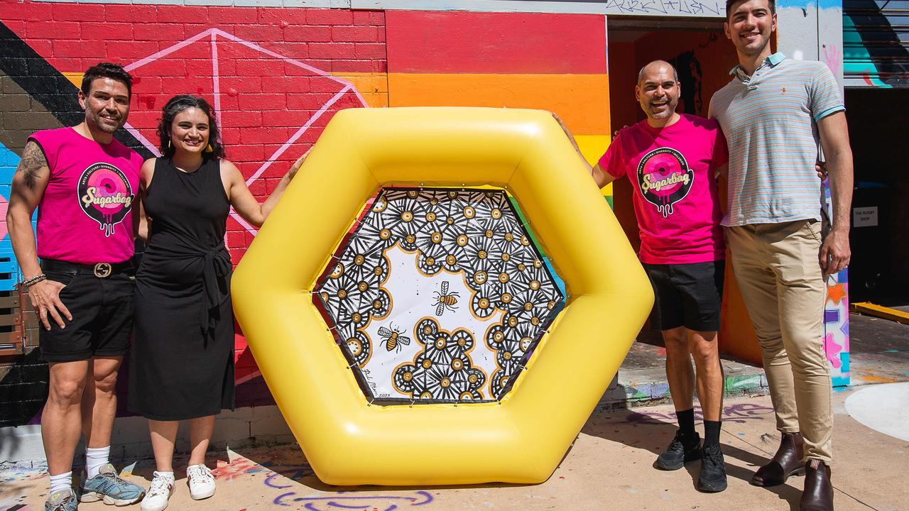 Pride Month festivities will run across the Northern Territory this June. Dion Padan, Equality and Inclusion Minister Lauren Moss, Ben Graetz and David Toro officially launched the month-long celebration on Tuesday. Picture: Pema Tamang Pakhrin