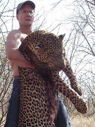 History of hunting ... Walter Palmer with a leopard he killed in Zimbabwe. Photo: Trophy Hunt America