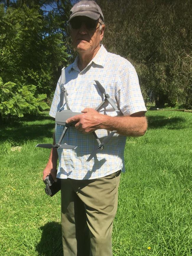 Russell Hill with his drone.